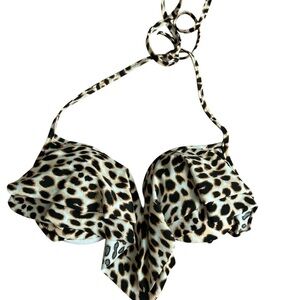 Leopard Print Backless tie up Bikini Top